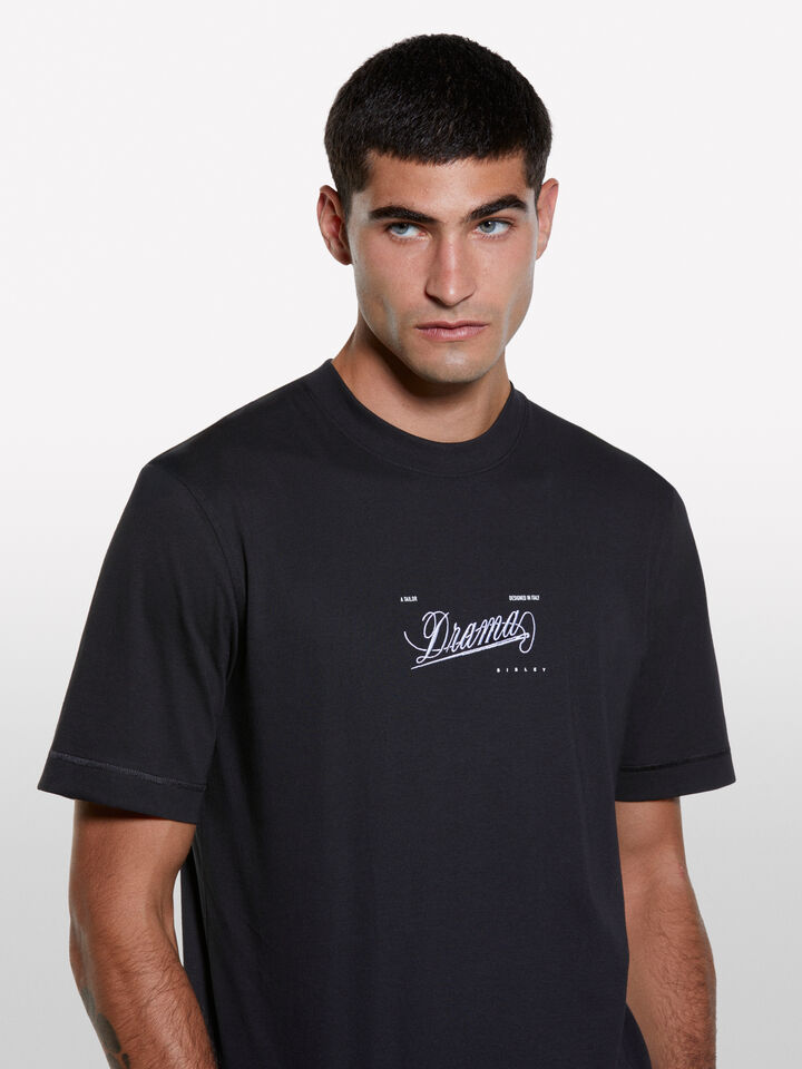 Black t-shirt with print - men's short sleeve t-shirts - Black | Sisley image number 4